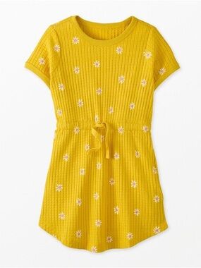 Hanna Andersson Yellow Daisy Knit Drawstring Casual Dress